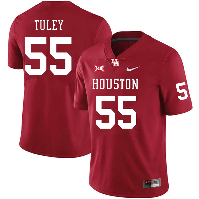 Men #55 Cavan Tuley Houston Cougars Big 12 XII College Football Jerseys Stitched-Red
